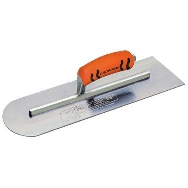 16″ x 4″ Round Front/Square Back Carbon Steel Cement Trowel with ProForm® Handle